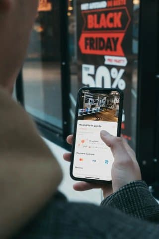 In-store scanning during a Black Friday sale