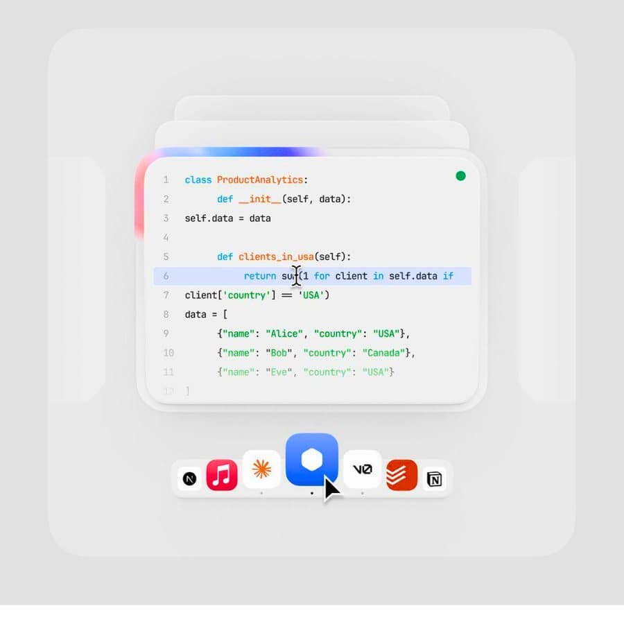 Code being written for the app